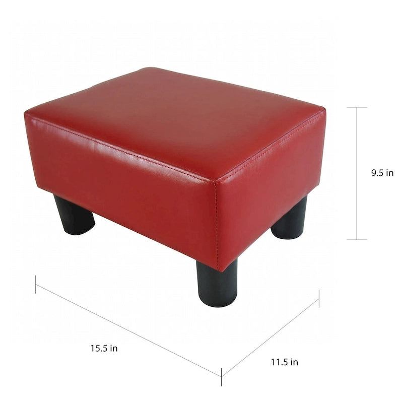Petit pouf en similicuir rouge, 1 personne