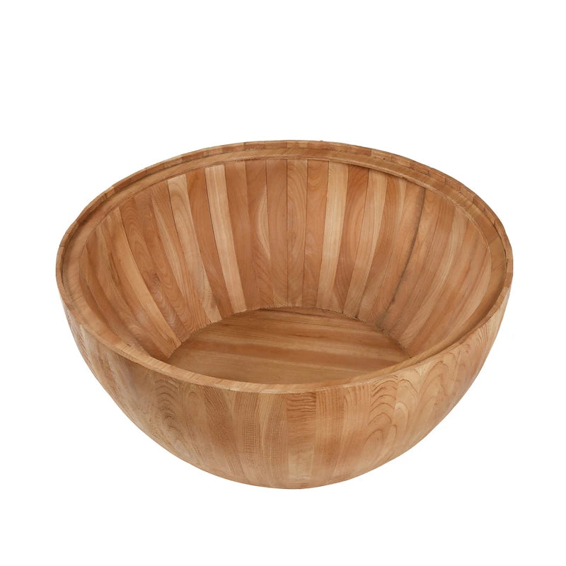 Table basse en forme de tonneau en bois naturel avec rangement, 89,99 cm, 1 personne