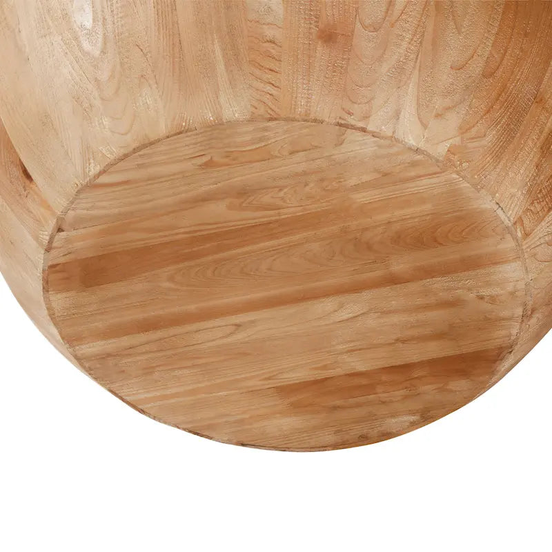 Table basse en forme de tonneau en bois naturel avec rangement, 89,99 cm, 1 personne