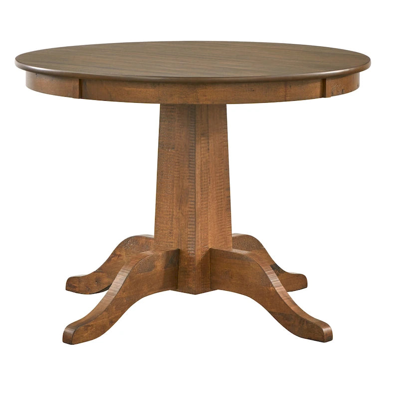 Table de salle à manger ronde à pied central en noyer, 4 places