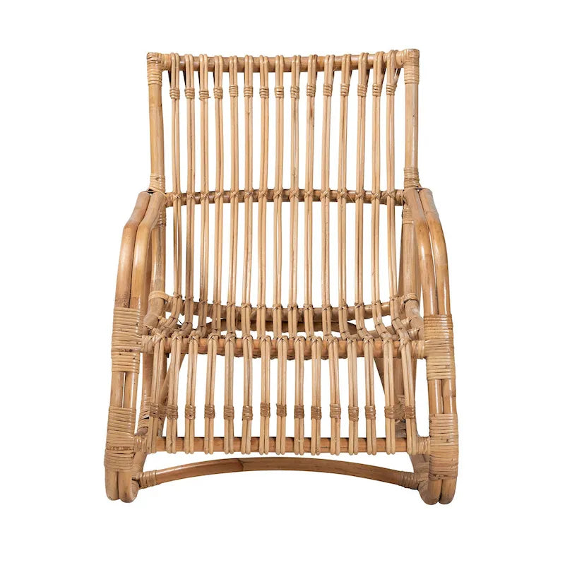Fauteuil d'appoint bohème en rotin brun naturel, 1 place