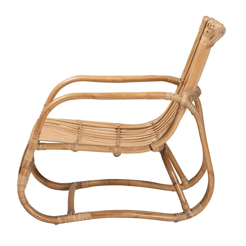 Fauteuil d'appoint bohème en rotin brun naturel, 1 place