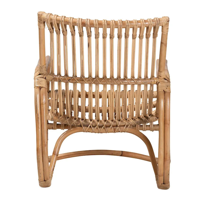 Fauteuil d'appoint bohème en rotin brun naturel, 1 place