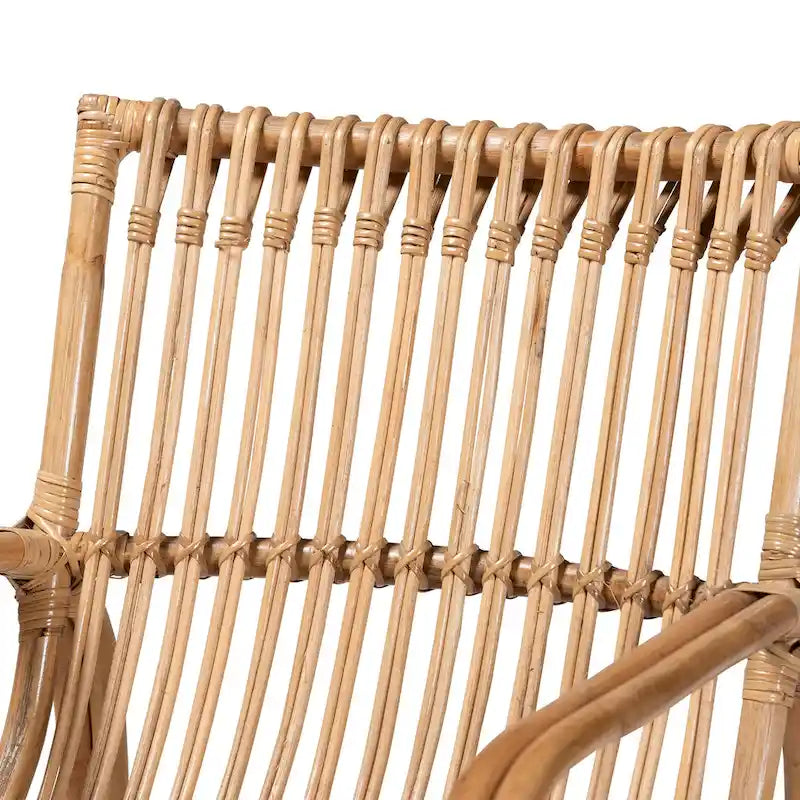 Fauteuil d'appoint bohème en rotin brun naturel, 1 place