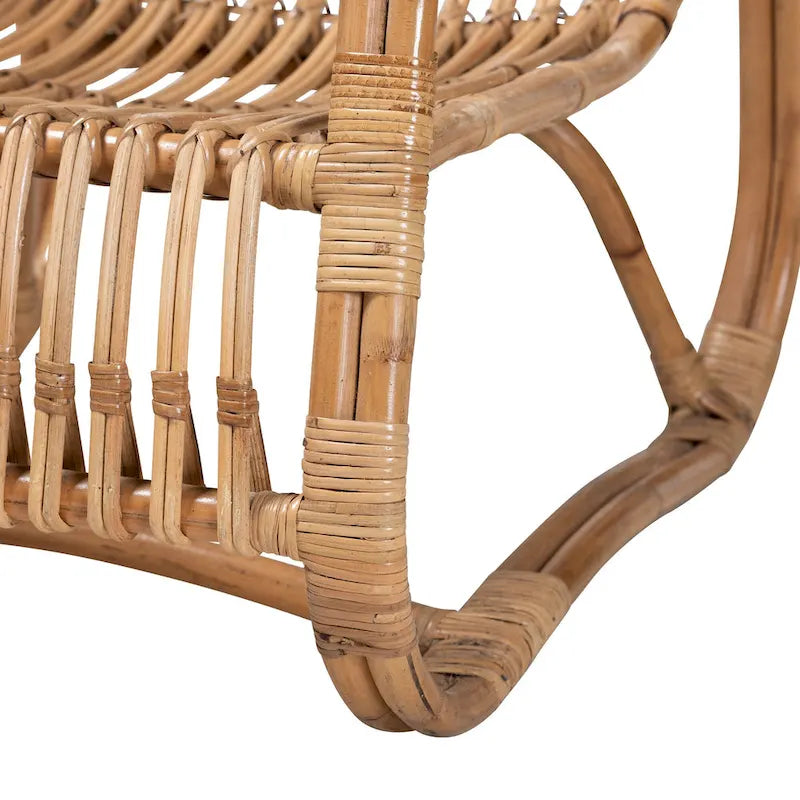 Fauteuil d'appoint bohème en rotin brun naturel, 1 place