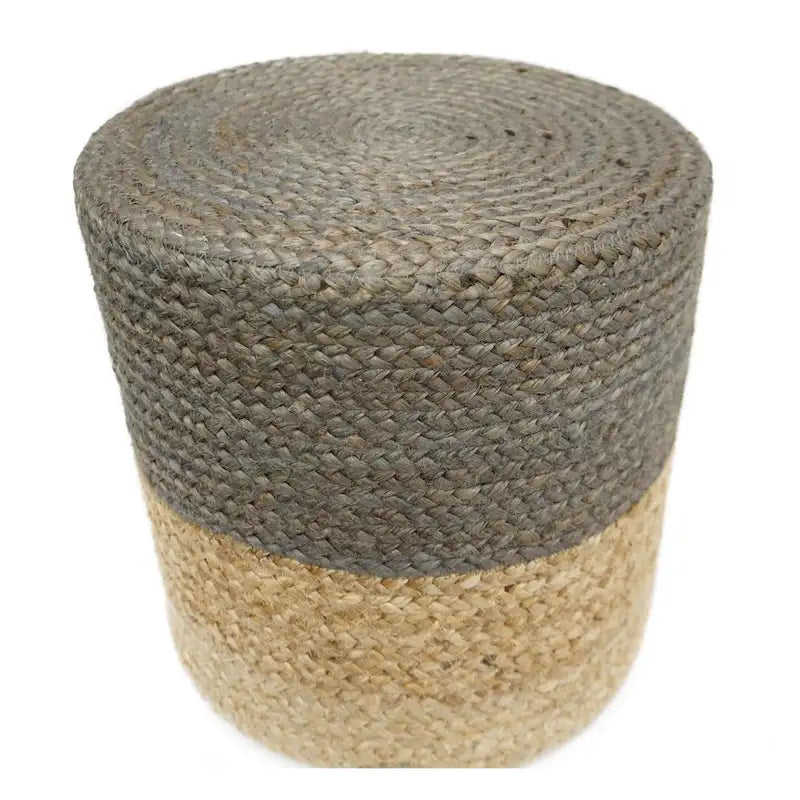 Pouf en jute gris fait main – Moyen, 1 place
