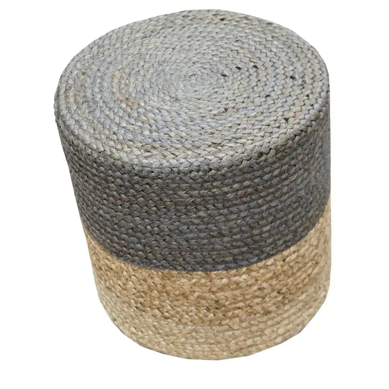 Pouf en jute gris fait main – Moyen, 1 place