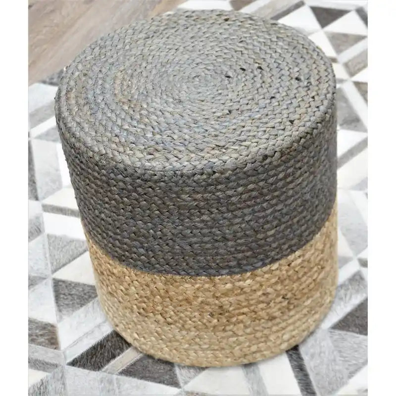 Pouf en jute gris fait main – Moyen, 1 place