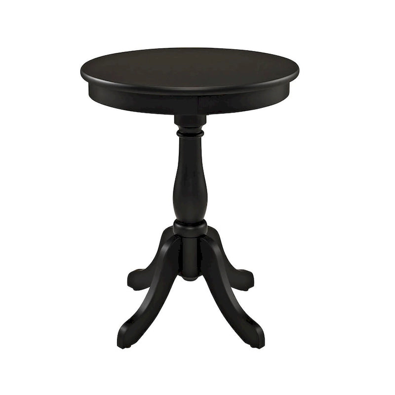 Table d'appoint ronde noire à piédestal, jupe en bois courbé, 1 personne