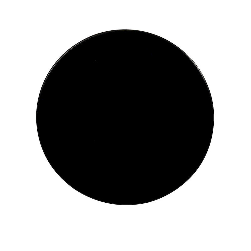 Table d'appoint ronde noire à piédestal, jupe en bois courbé, 1 personne