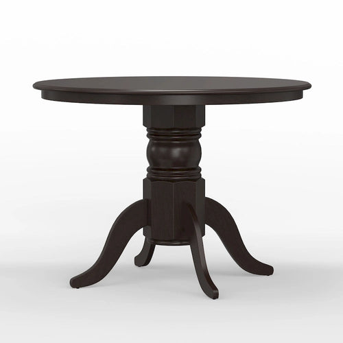 42" Round Solid Wood Pedestal Dining Table – Black / White / Dark Walnut, Seats 4