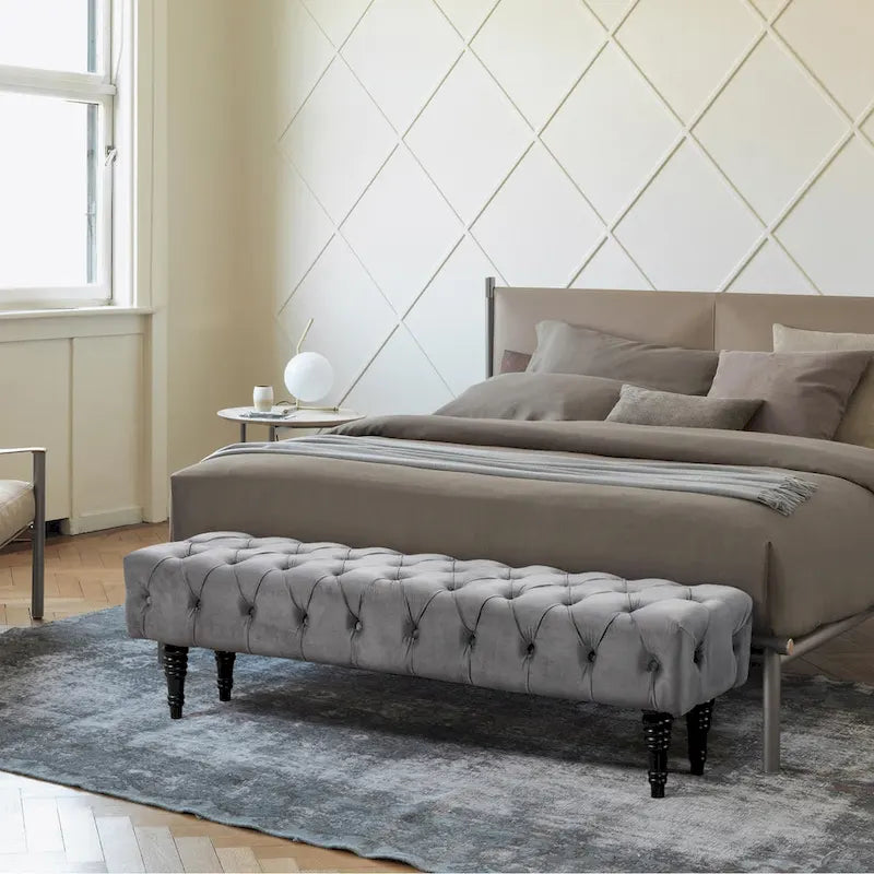 AVAWING Upholstered Tufted Ottoman Bench Accent Entryway Bench