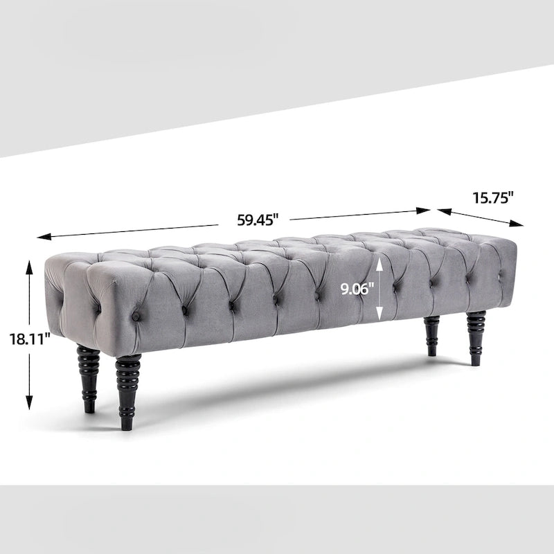 Banc Rembourré Capitonnage, Beige/Bleu/Gris/Gris Clair, 1-2 Personnes
