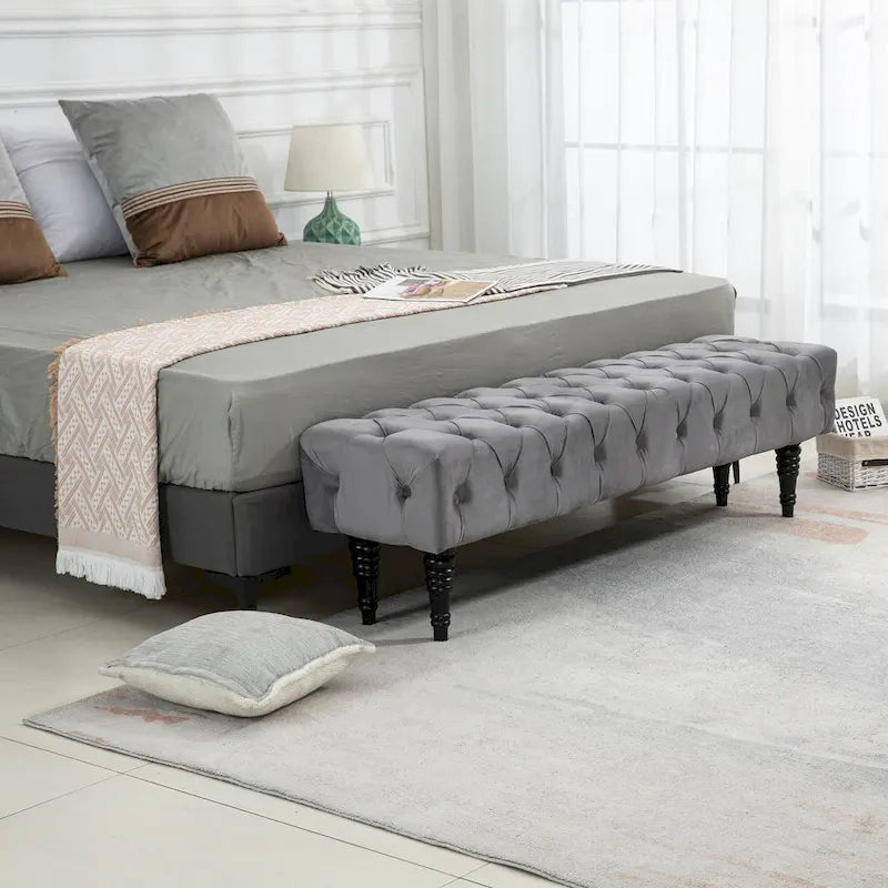 Banc Rembourré Capitonnage, Beige/Bleu/Gris/Gris Clair, 1-2 Personnes