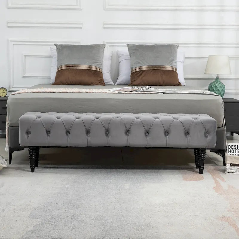 Banc Rembourré Capitonnage, Beige/Bleu/Gris/Gris Clair, 1-2 Personnes