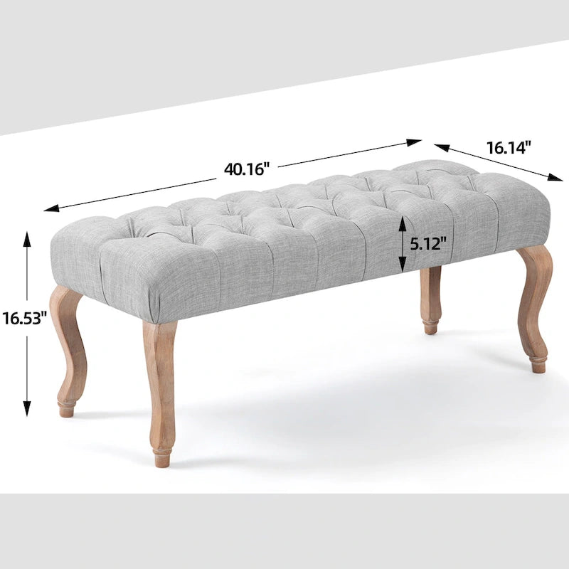 Banc Rembourré Capitonnage, Beige/Bleu/Gris/Gris Clair, 1-2 Personnes