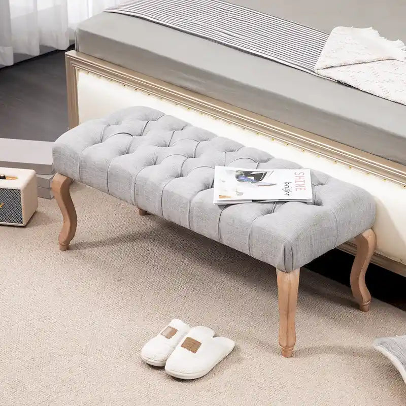 Banc Rembourré Capitonnage, Beige/Bleu/Gris/Gris Clair, 1-2 Personnes