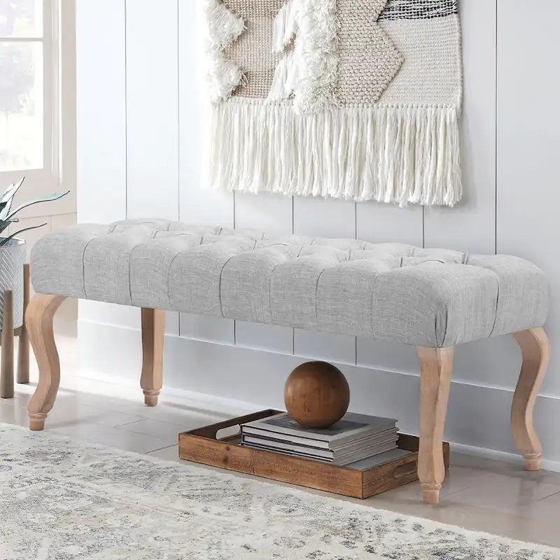 Banc Rembourré Capitonnage, Beige/Bleu/Gris/Gris Clair, 1-2 Personnes