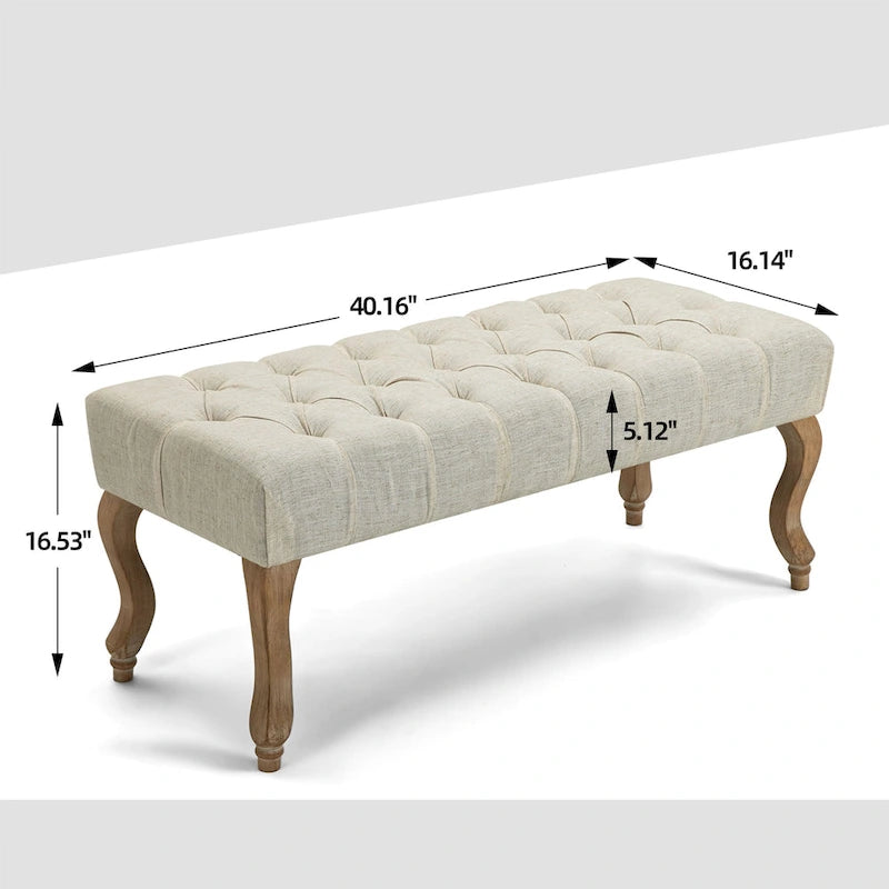 Banc Rembourré Capitonnage, Beige/Bleu/Gris/Gris Clair, 1-2 Personnes