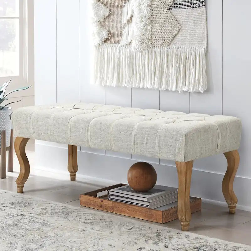 Banc Rembourré Capitonnage, Beige/Bleu/Gris/Gris Clair, 1-2 Personnes