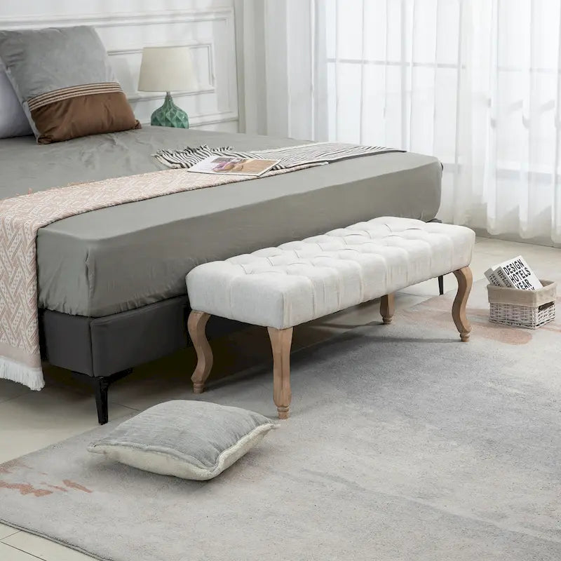 Banc Rembourré Capitonnage, Beige/Bleu/Gris/Gris Clair, 1-2 Personnes