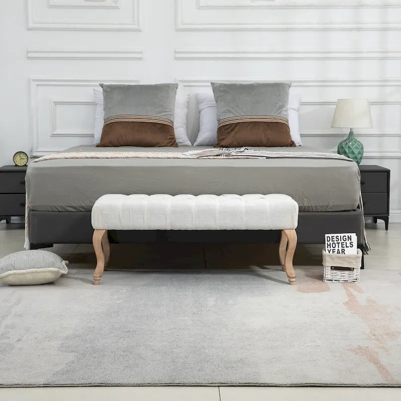 Banc Rembourré Capitonnage, Beige/Bleu/Gris/Gris Clair, 1-2 Personnes