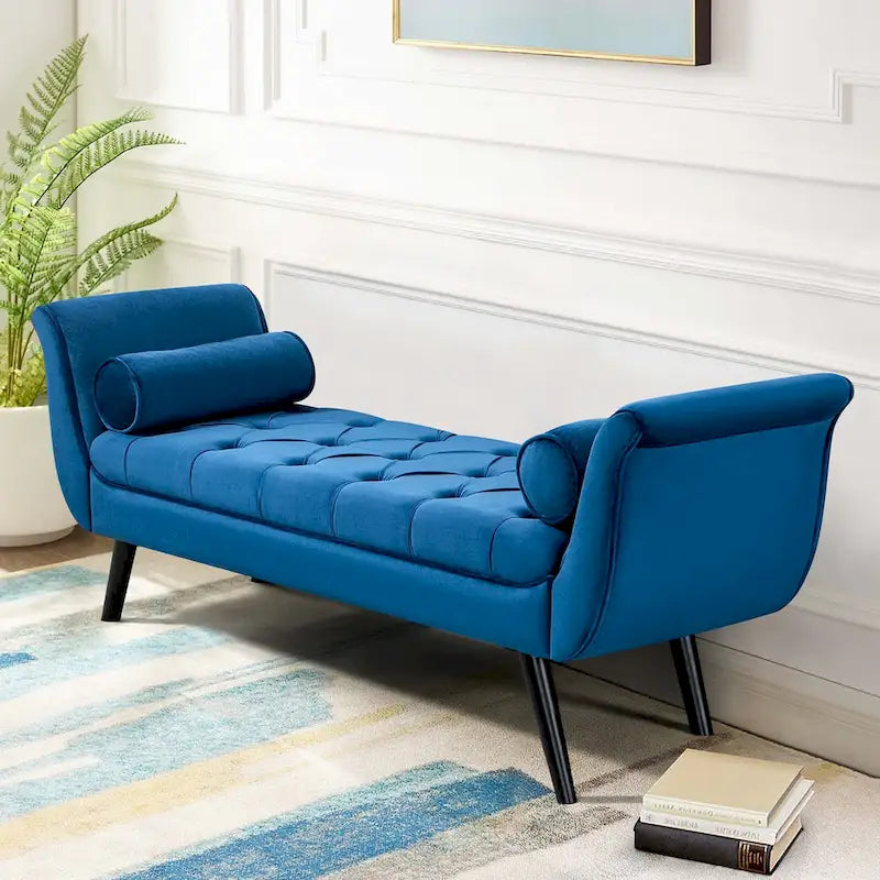 Banc Rembourré Capitonnage, Beige/Bleu/Gris/Gris Clair, 1-2 Personnes