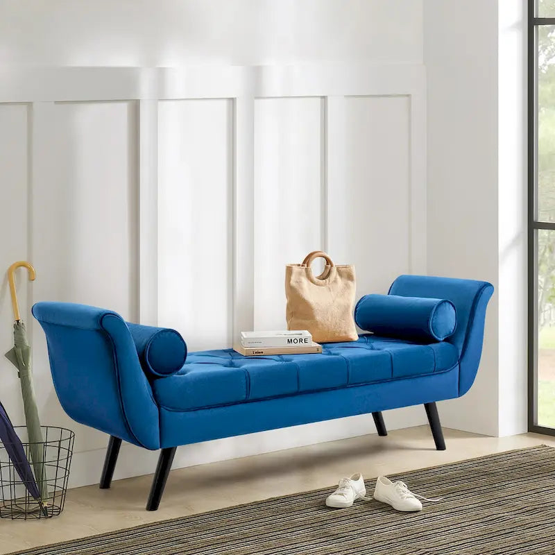 Banc Rembourré Capitonnage, Beige/Bleu/Gris/Gris Clair, 1-2 Personnes