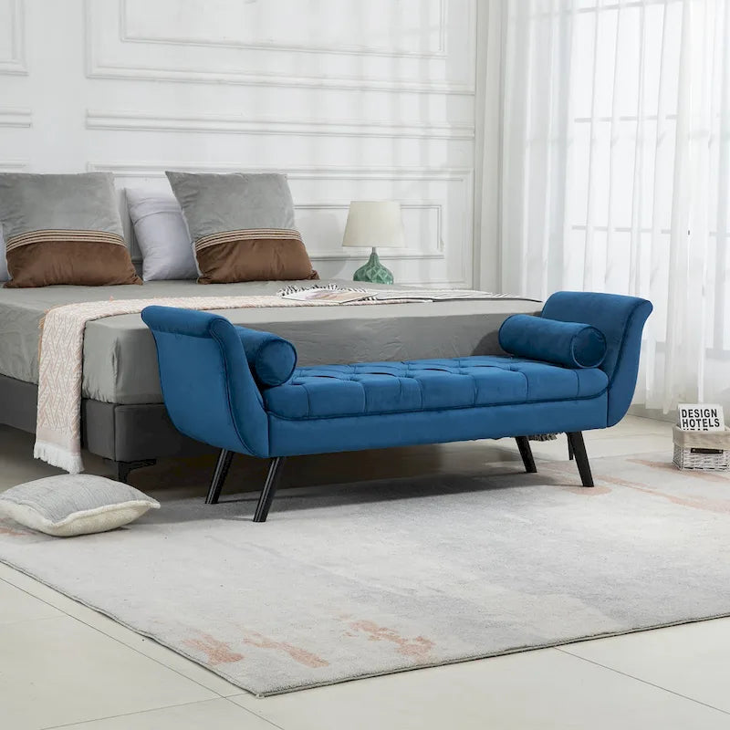 Banc Rembourré Capitonnage, Beige/Bleu/Gris/Gris Clair, 1-2 Personnes