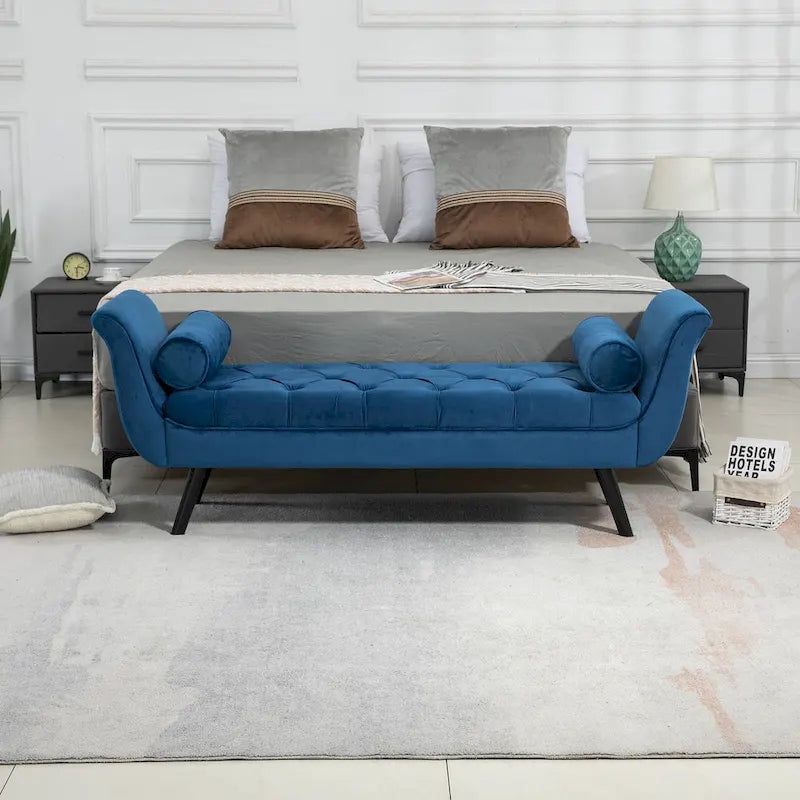 Banc Rembourré Capitonnage, Beige/Bleu/Gris/Gris Clair, 1-2 Personnes