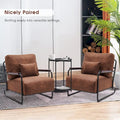 Fauteuil d'appoint Leathaire selle/gris/marron avec pieds en acier, lot de 2