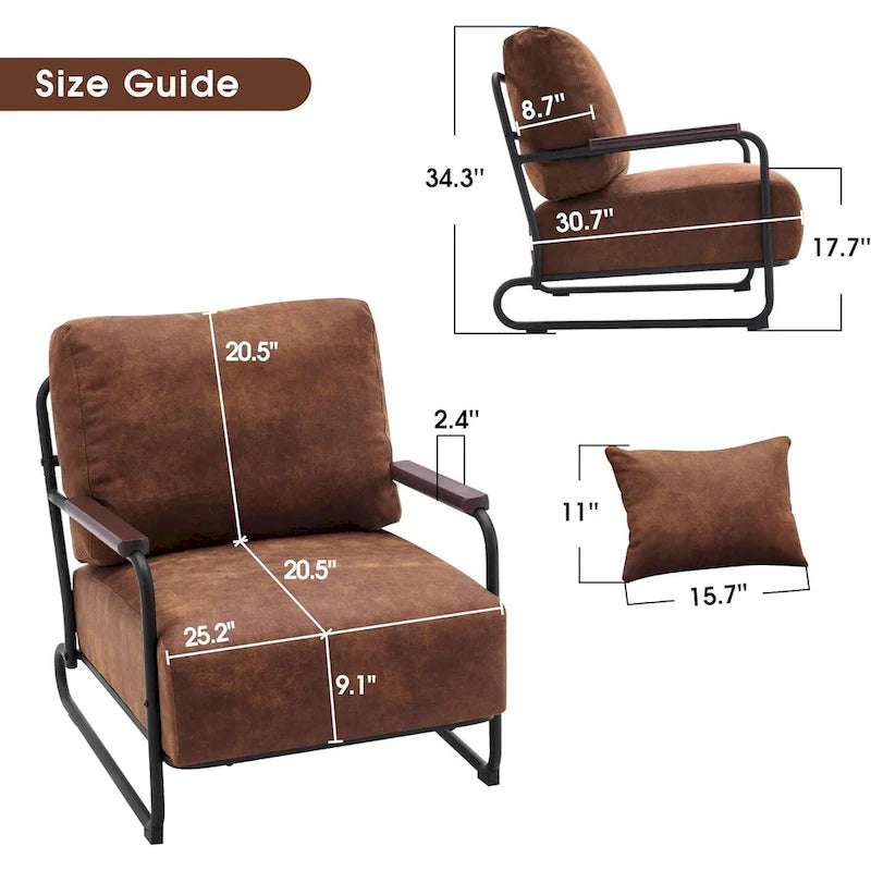 Fauteuil d'appoint Leathaire selle/gris/marron avec pieds en acier, lot de 2