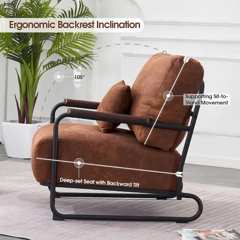 Fauteuil d'appoint Leathaire selle/gris/marron avec pieds en acier, lot de 2