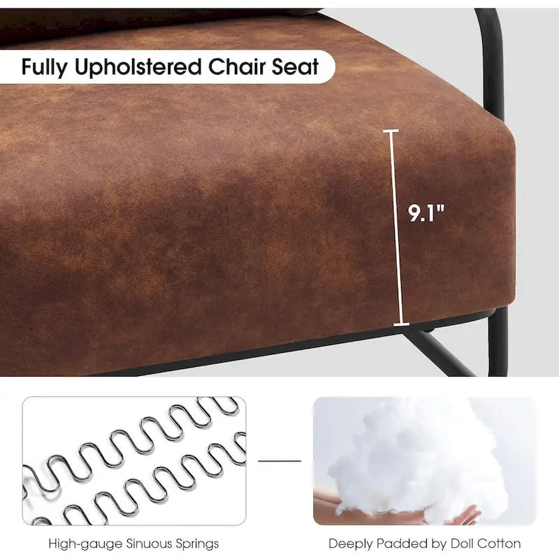 Fauteuil d'appoint Leathaire selle/gris/marron avec pieds en acier, lot de 2