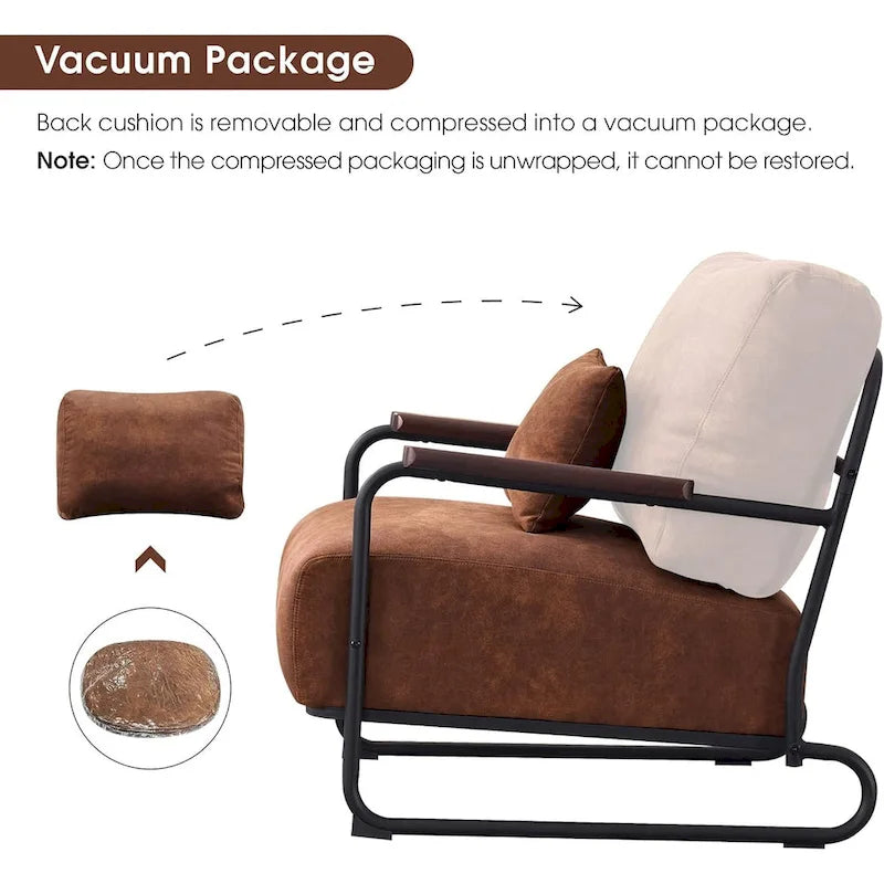 Fauteuil d'appoint Leathaire selle/gris/marron avec pieds en acier, lot de 2