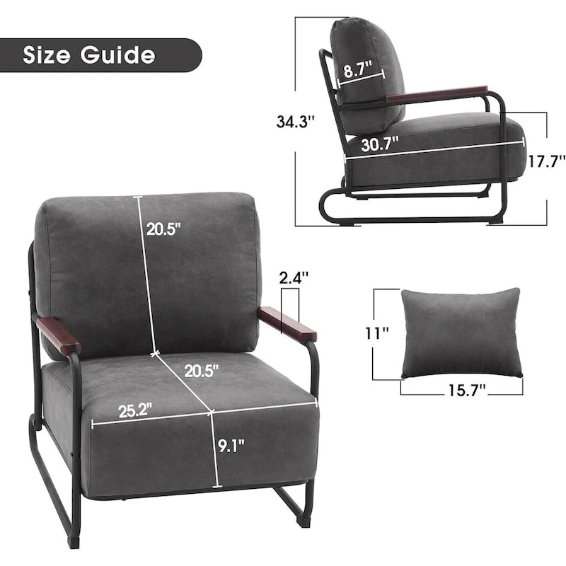 Fauteuil d'appoint Leathaire selle/gris/marron avec pieds en acier, lot de 2