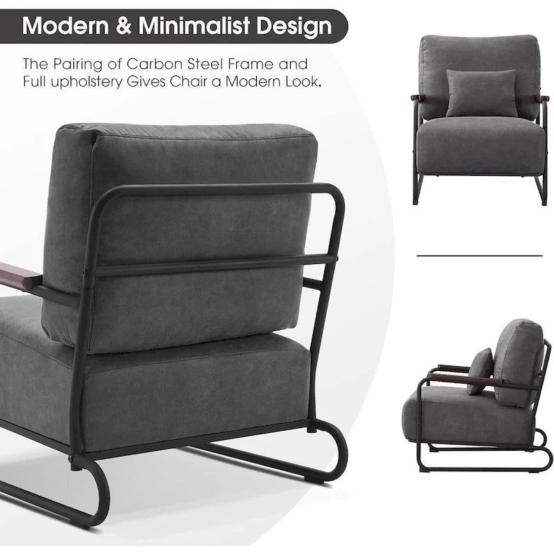 Fauteuil d'appoint Leathaire selle/gris/marron avec pieds en acier, lot de 2