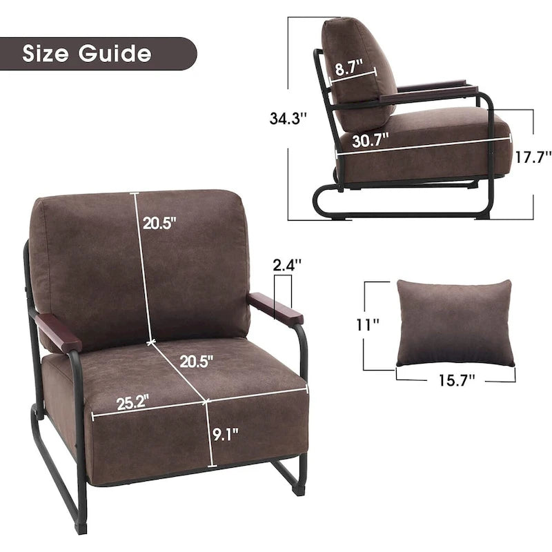 Fauteuil d'appoint Leathaire selle/gris/marron avec pieds en acier, lot de 2