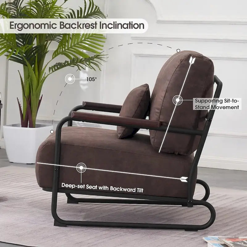 Fauteuil d'appoint Leathaire selle/gris/marron avec pieds en acier, lot de 2