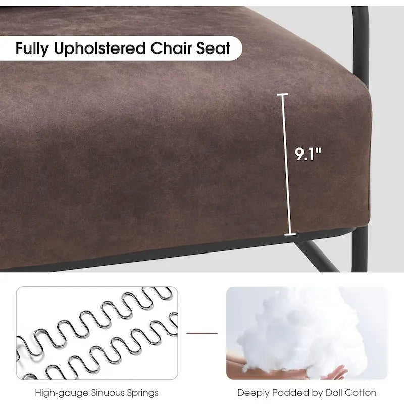 Fauteuil d'appoint Leathaire selle/gris/marron avec pieds en acier, lot de 2