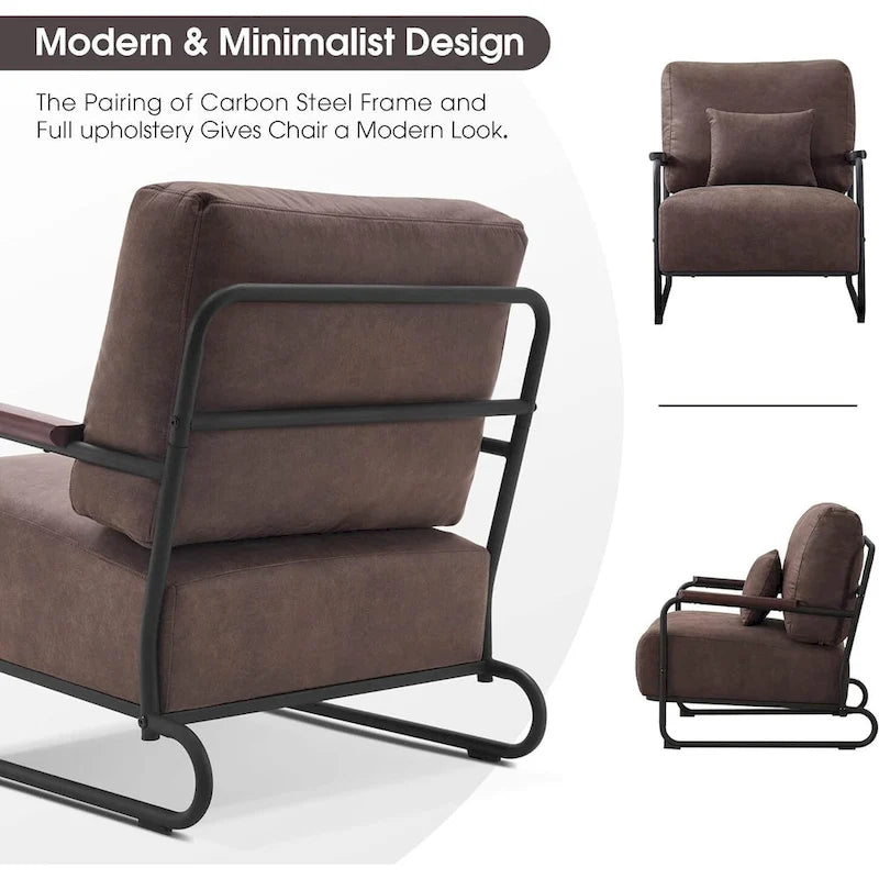 Fauteuil d'appoint Leathaire selle/gris/marron avec pieds en acier, lot de 2