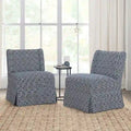 Chaise d'appoint sans accoudoirs rembourrée en damas géométrique / turquoise / noir avec housse lavable, lot de 2