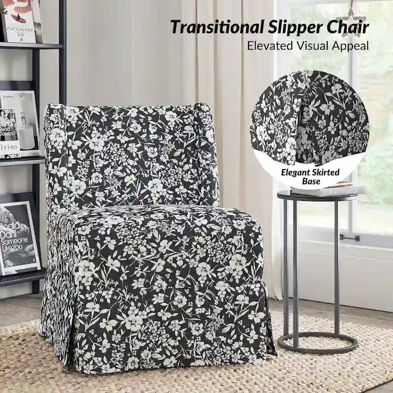 Chaise d'appoint sans accoudoirs rembourrée en damas géométrique / turquoise / noir avec housse lavable, lot de 2