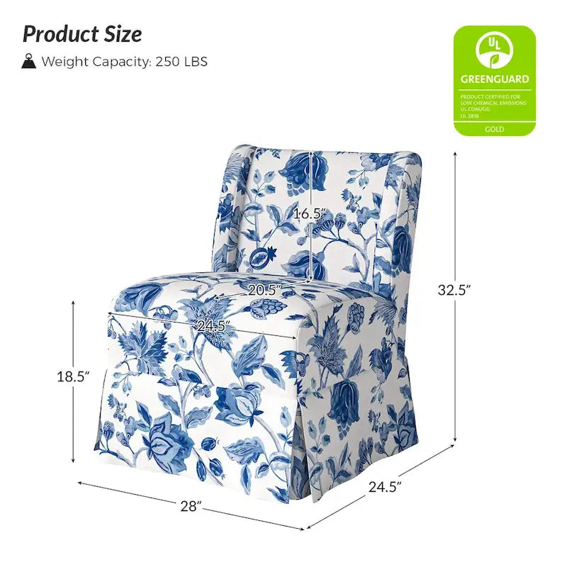 Chaise d'appoint sans accoudoirs rembourrée en damas géométrique / turquoise / noir avec housse lavable, lot de 2
