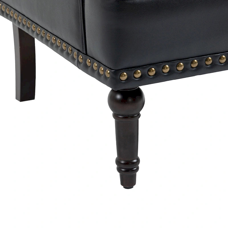 Fauteuil d'appoint en similicuir, fauteuil capitonné avec clous décoratifs, individuel, beige / marron / noir
