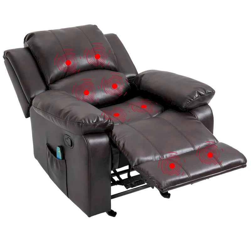 Fauteuil de massage inclinable en similicuir bleu / orange / marron, une place