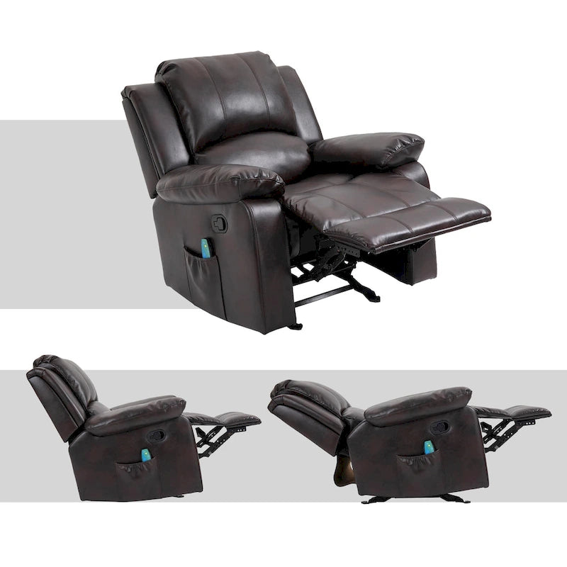 Fauteuil de massage inclinable en similicuir bleu / orange / marron, une place