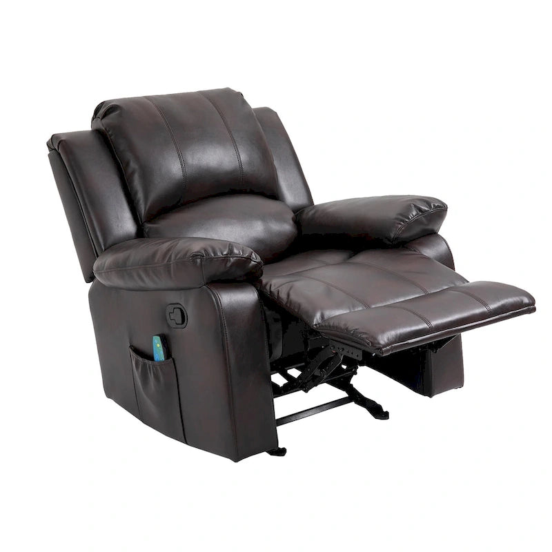 Fauteuil de massage inclinable en similicuir bleu / orange / marron, une place