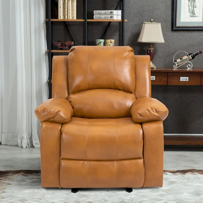 Fauteuil de massage inclinable en similicuir bleu / orange / marron, une place