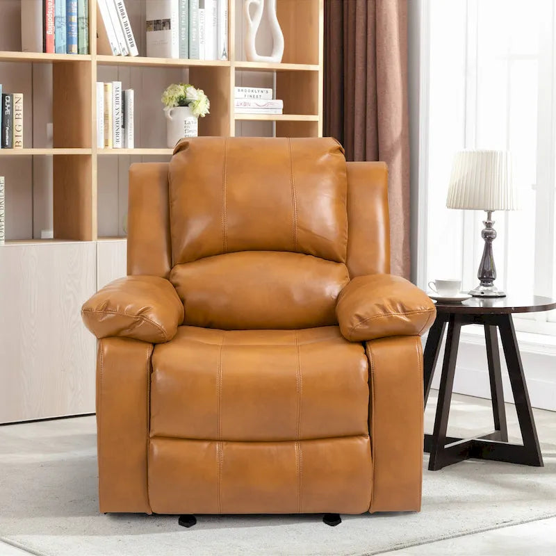 Fauteuil de massage inclinable en similicuir bleu / orange / marron, une place